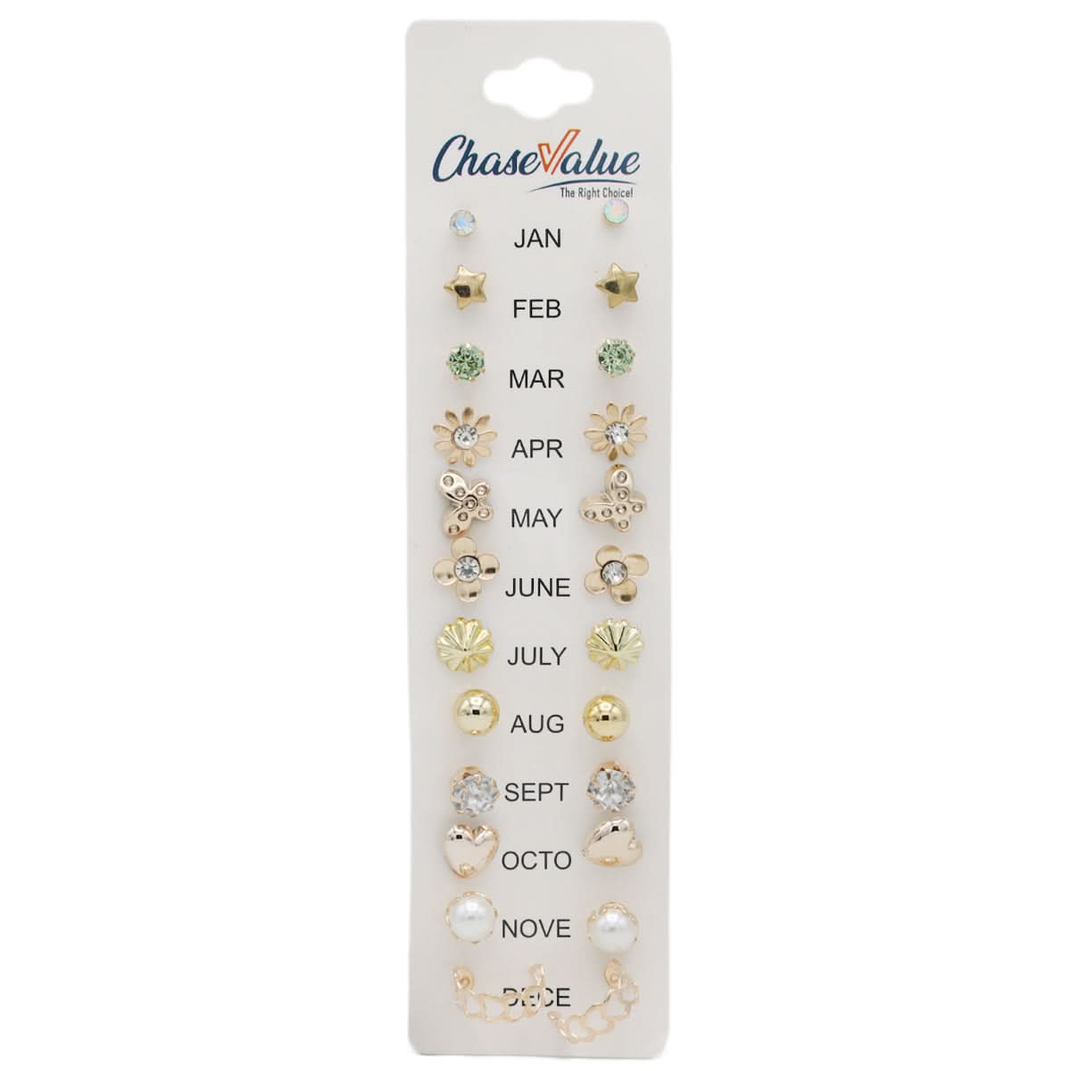 Tops Card New Logo (AY117) - Golden, Women, Earrings & Tops, Chase Value, Chase Value
