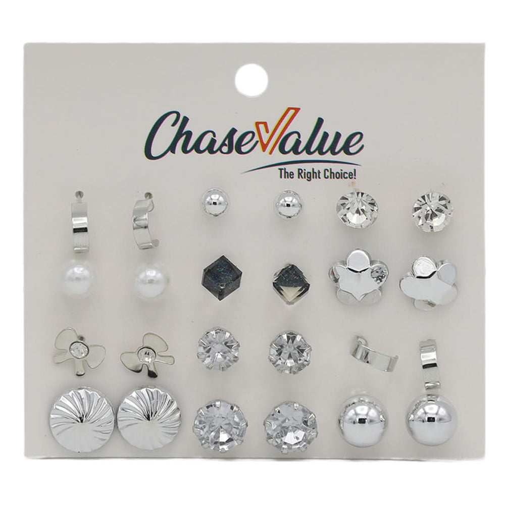 Tops Card New Logo (AY117) - Silver, Women, Earrings & Tops, Chase Value, Chase Value