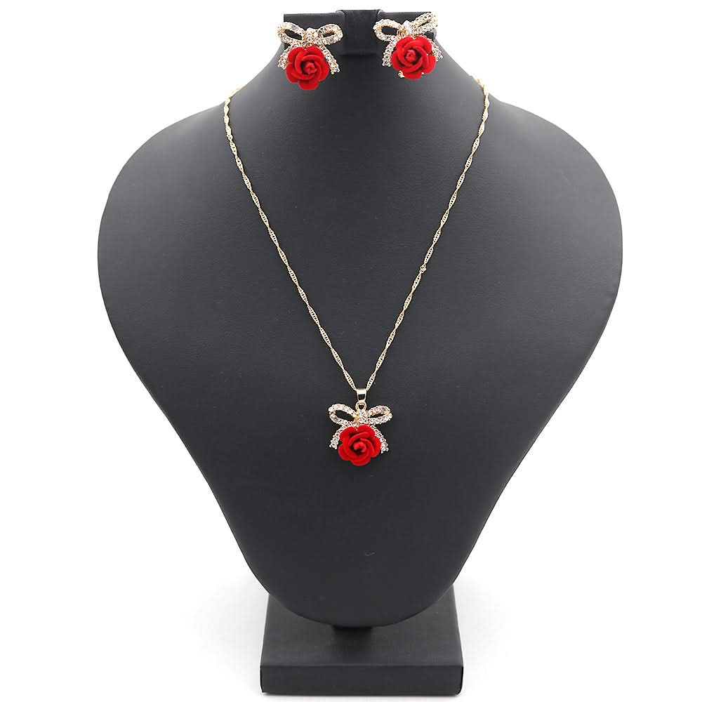 Women's Flower Locket Set - PINK, Women, Jewellery Set, Chase Value, Chase Value