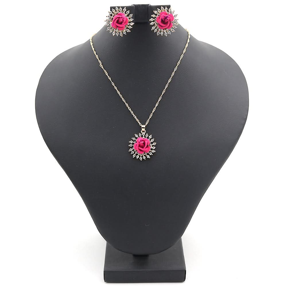 Women's Flower Locket Set - Pink, Women, Jewellery Set, Chase Value, Chase Value
