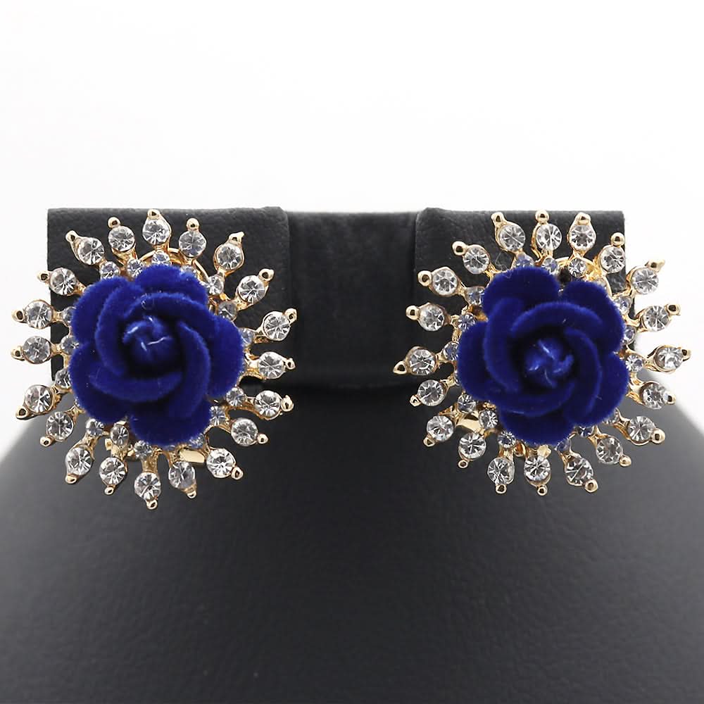 Women's Flower Locket Set - Royal Blue, Women, Jewellery Set, Chase Value, Chase Value