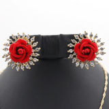 Women's Flower Locket Set - Red, Women, Jewellery Set, Chase Value, Chase Value