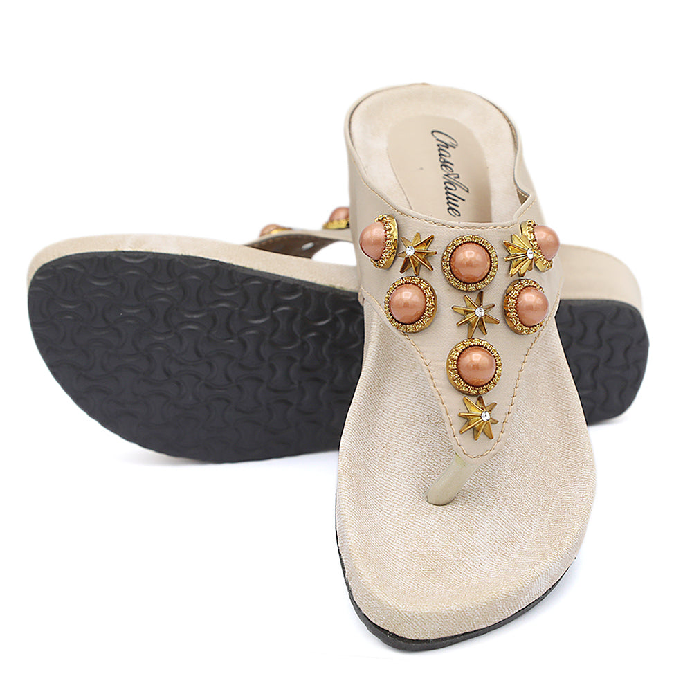 Girls Slippers G-553 - Golden, Kids, Girls Slippers, Chase Value, Chase Value