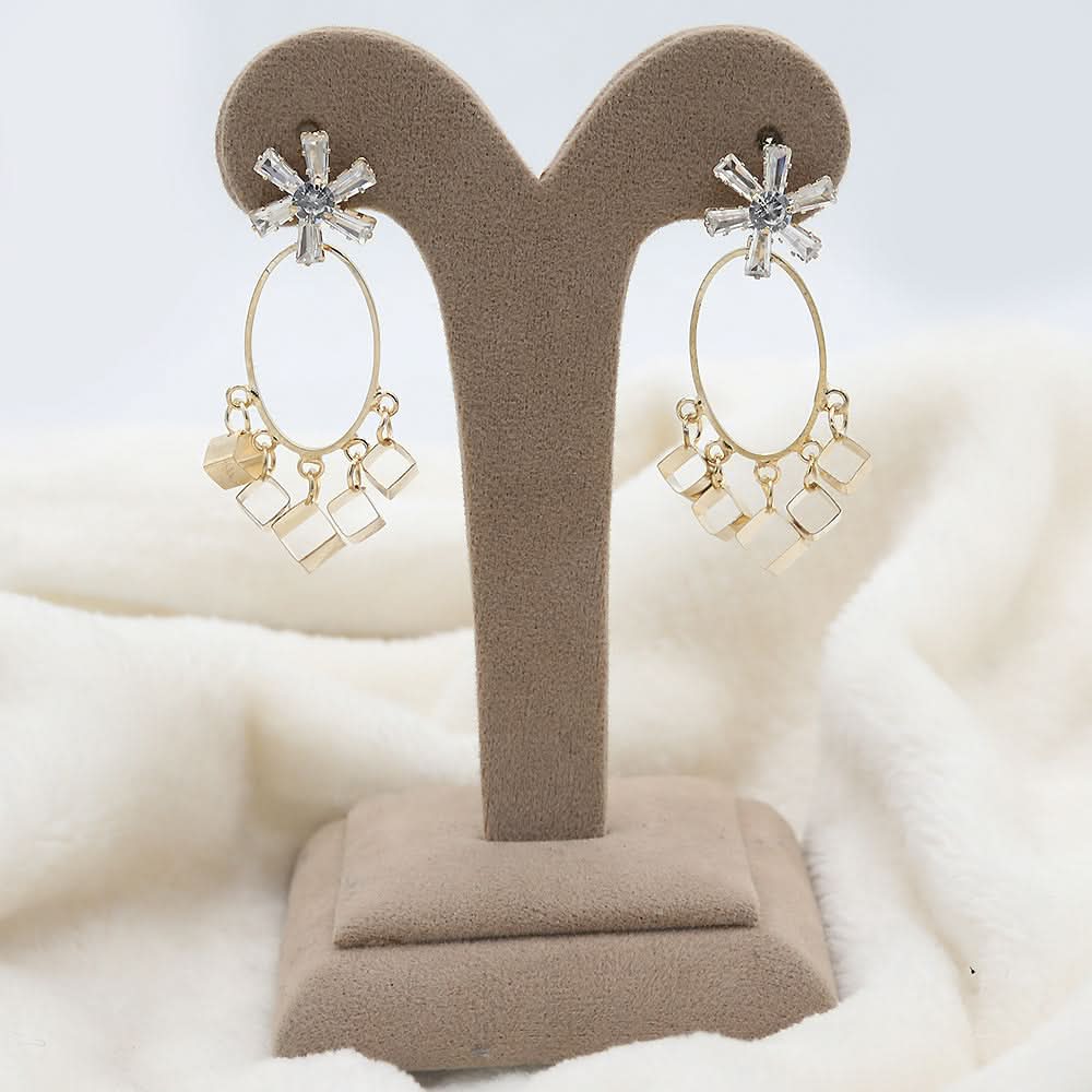 Women's Fancy Zarcon Earrings - Golden, Women, Earrings & Tops, Chase Value, Chase Value