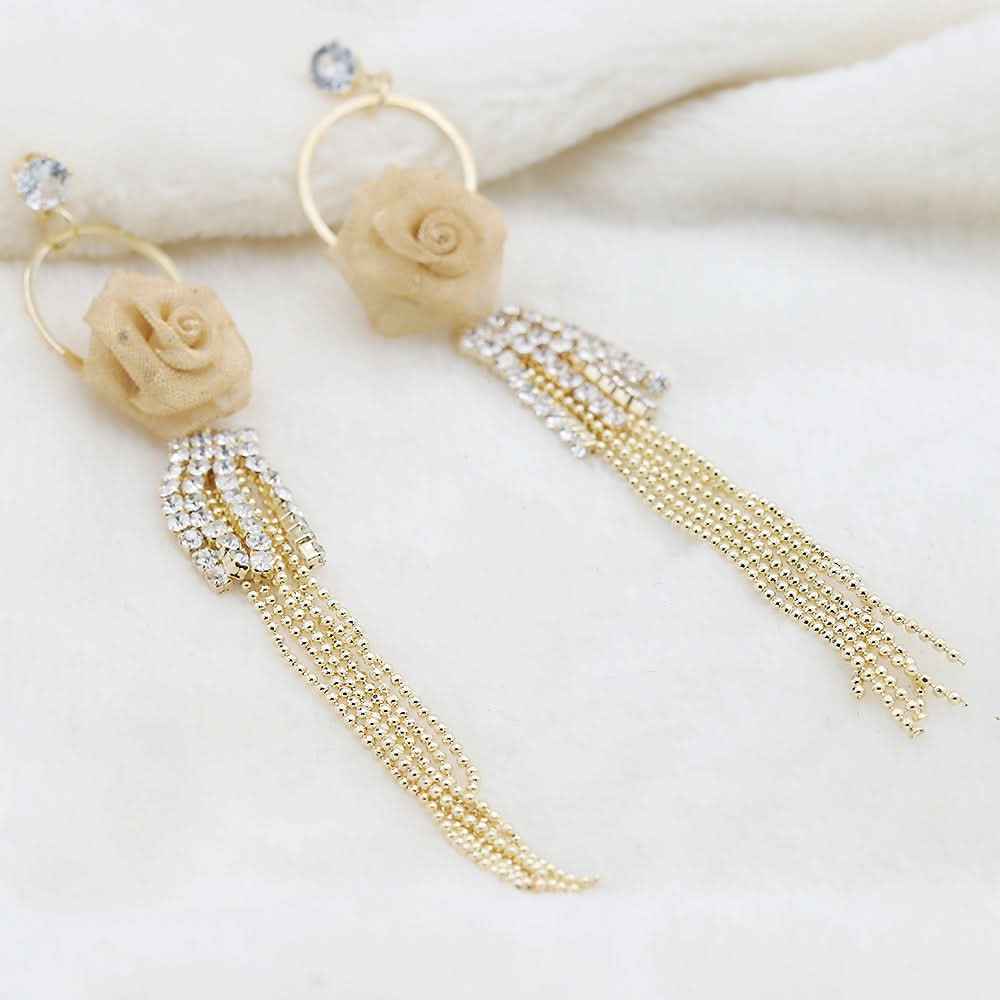 Women's Fancy Zarcon Earrings - Golden, Women, Earrings & Tops, Chase Value, Chase Value
