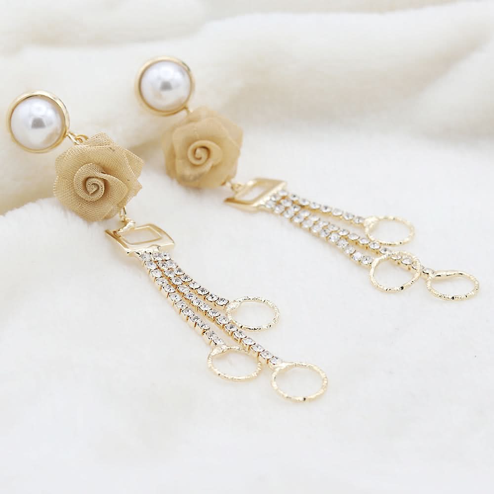 Women's Fancy Zarcon Earrings - Golden, Women, Earrings & Tops, Chase Value, Chase Value