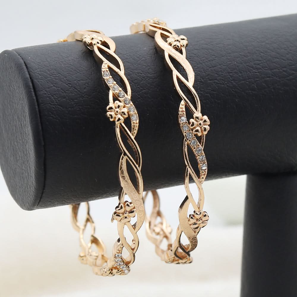 Women's Bangles 2 Piece Set - Golden, Women, Bangles & Bracelets, Chase Value, Chase Value