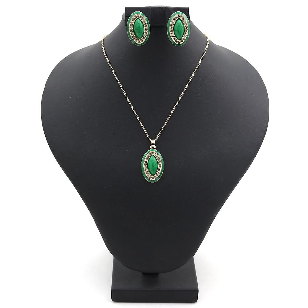 Women's 3D Locket Set - Green, Women, Jewellery Set, Chase Value, Chase Value