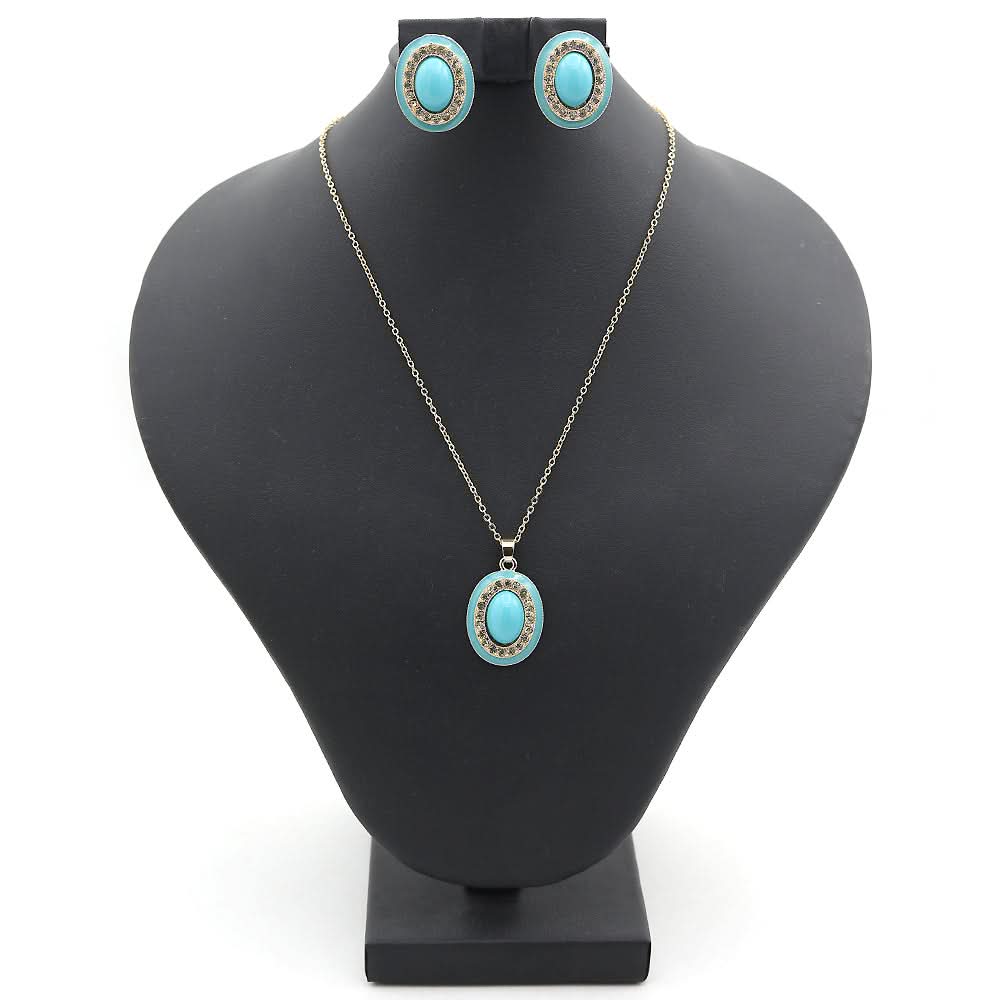 Women's 3D Locket Set - Sea Green, Women, Jewellery Set, Chase Value, Chase Value