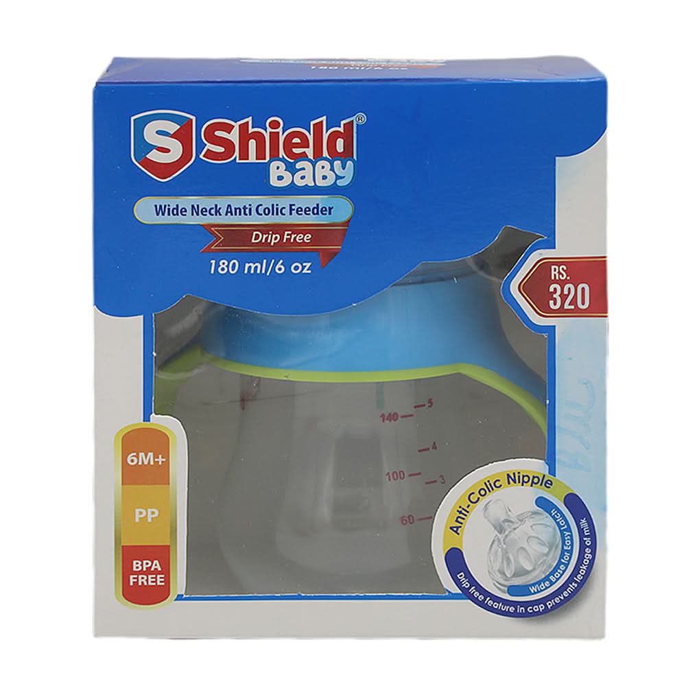 Shield Feeder (Wide Neck) 180 Ml Blue, Kids, Feeding Supplies, Chase Value, Chase Value