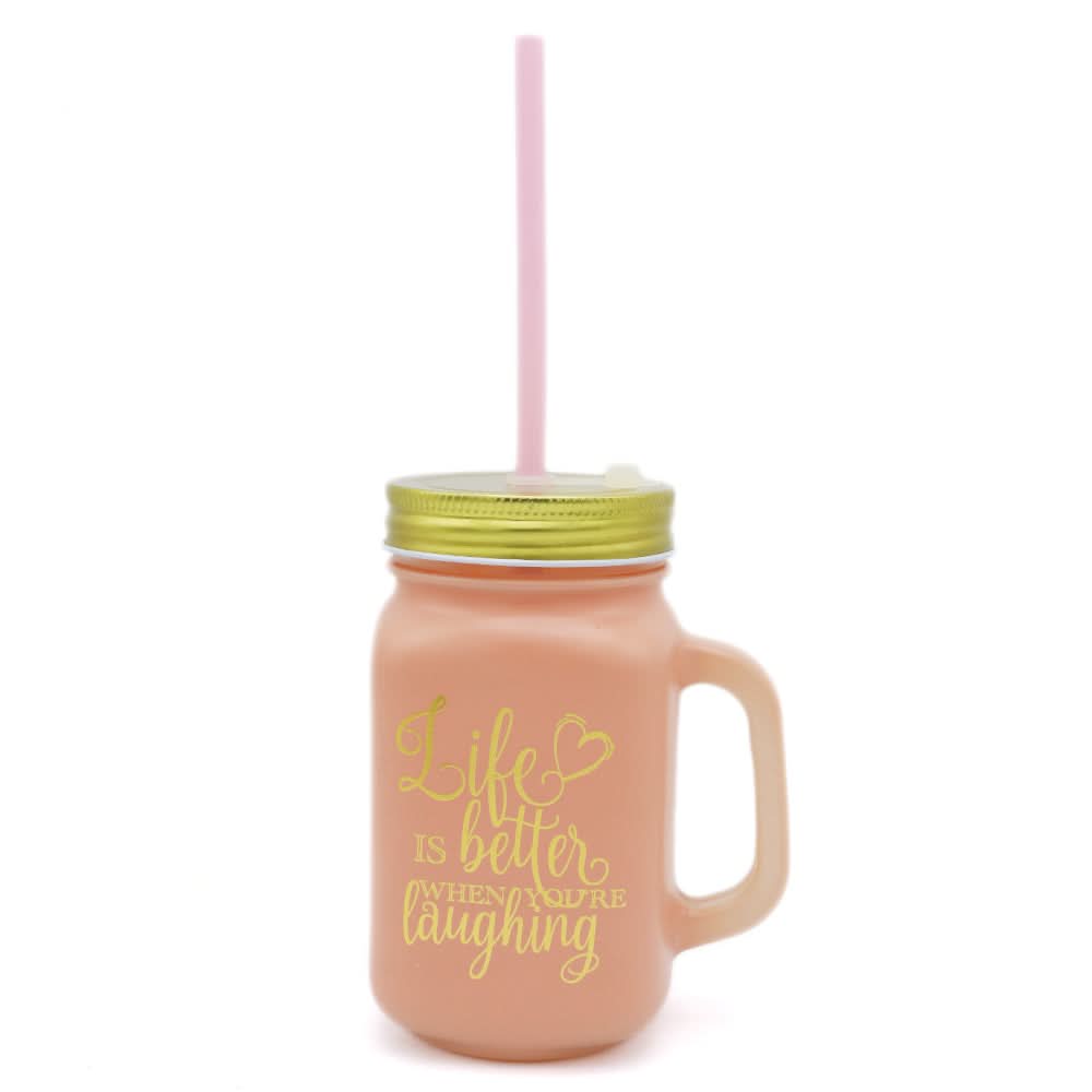 Kleeyo Mason Jar Milky 450ml - Peach, Home & Lifestyle, Glassware & Drinkware, Chase Value, Chase Value
