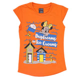 Girls Printed Half Sleeves T-Shirt 4702 - Orange, Kids, Girls T-Shirts, Chase Value, Chase Value