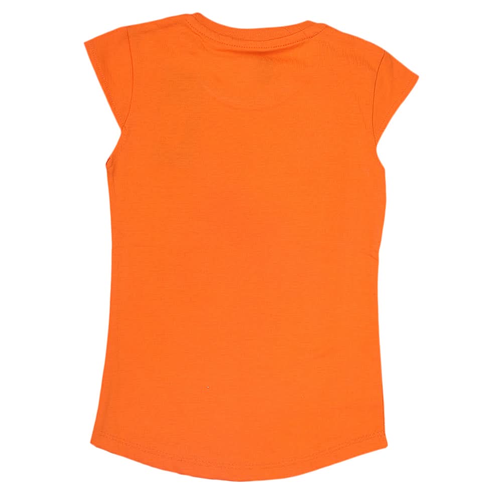Girls Printed Half Sleeves T-Shirt 4702 - Orange, Kids, Girls T-Shirts, Chase Value, Chase Value