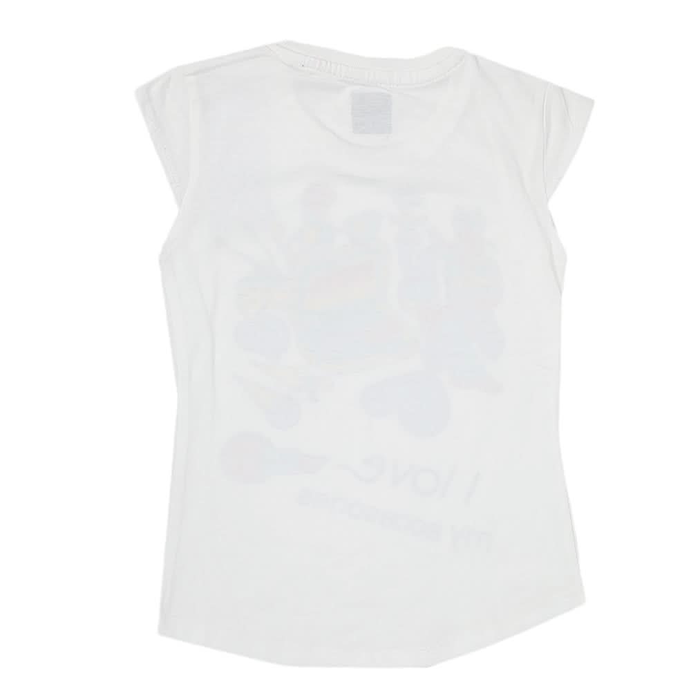 Girls Printed Half Sleeves T-Shirt 4703 - White, Kids, Girls T-Shirts, Chase Value, Chase Value