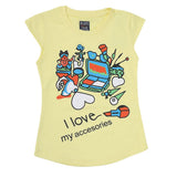 Girls Printed Half Sleeves T-Shirt 4703 - Yellow, Kids, Girls T-Shirts, Chase Value, Chase Value