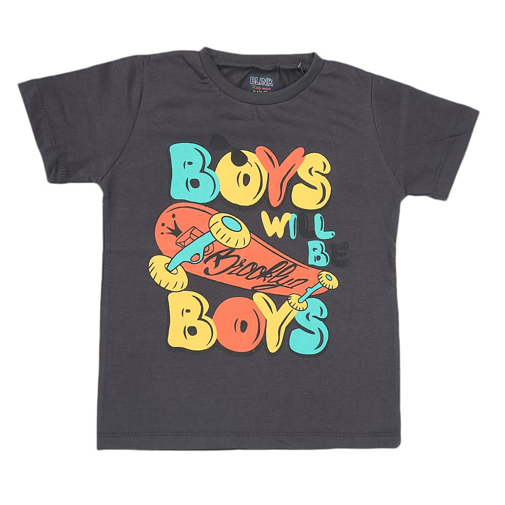 Boys Half Sleeves Jersey T-Shirt 4156 - Grey, Kids, Boys T-Shirts, Chase Value, Chase Value