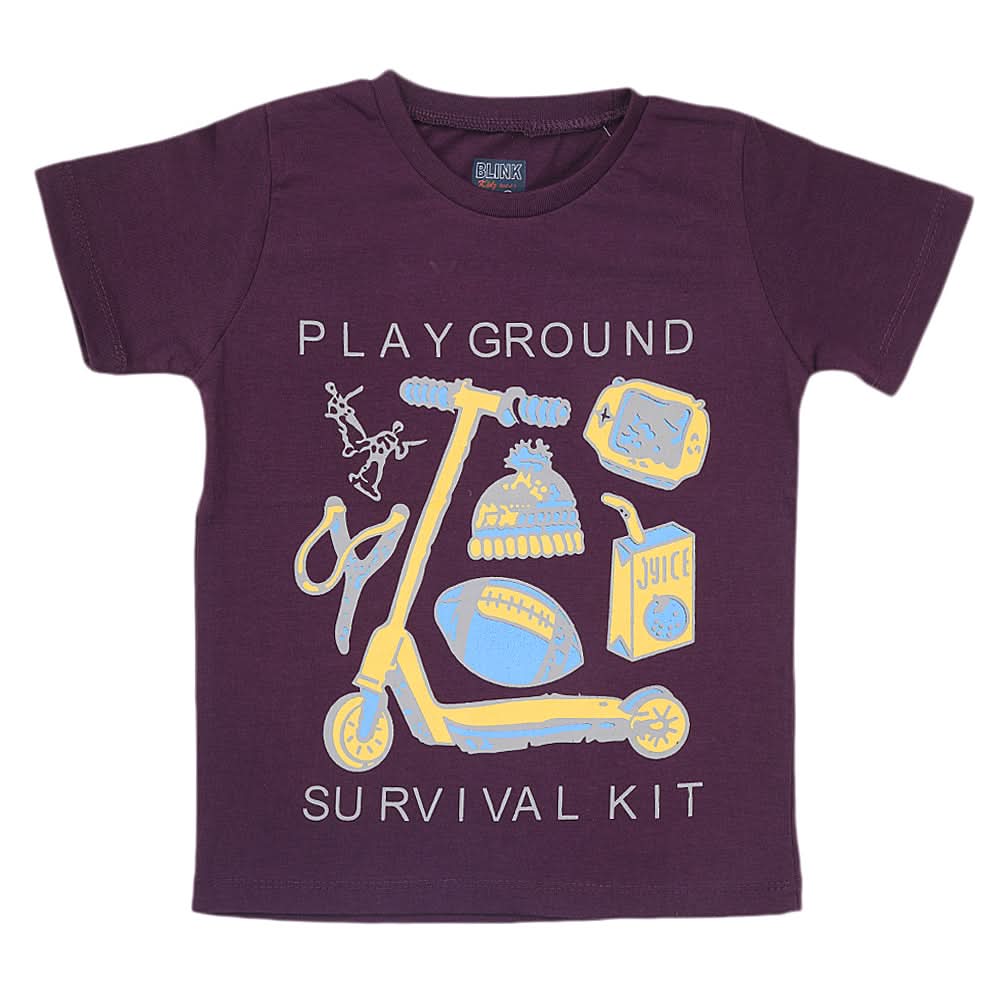 Boys Half Sleeves Jersey T-Shirt 4125 - Purple, Kids, Boys T-Shirts, Chase Value, Chase Value