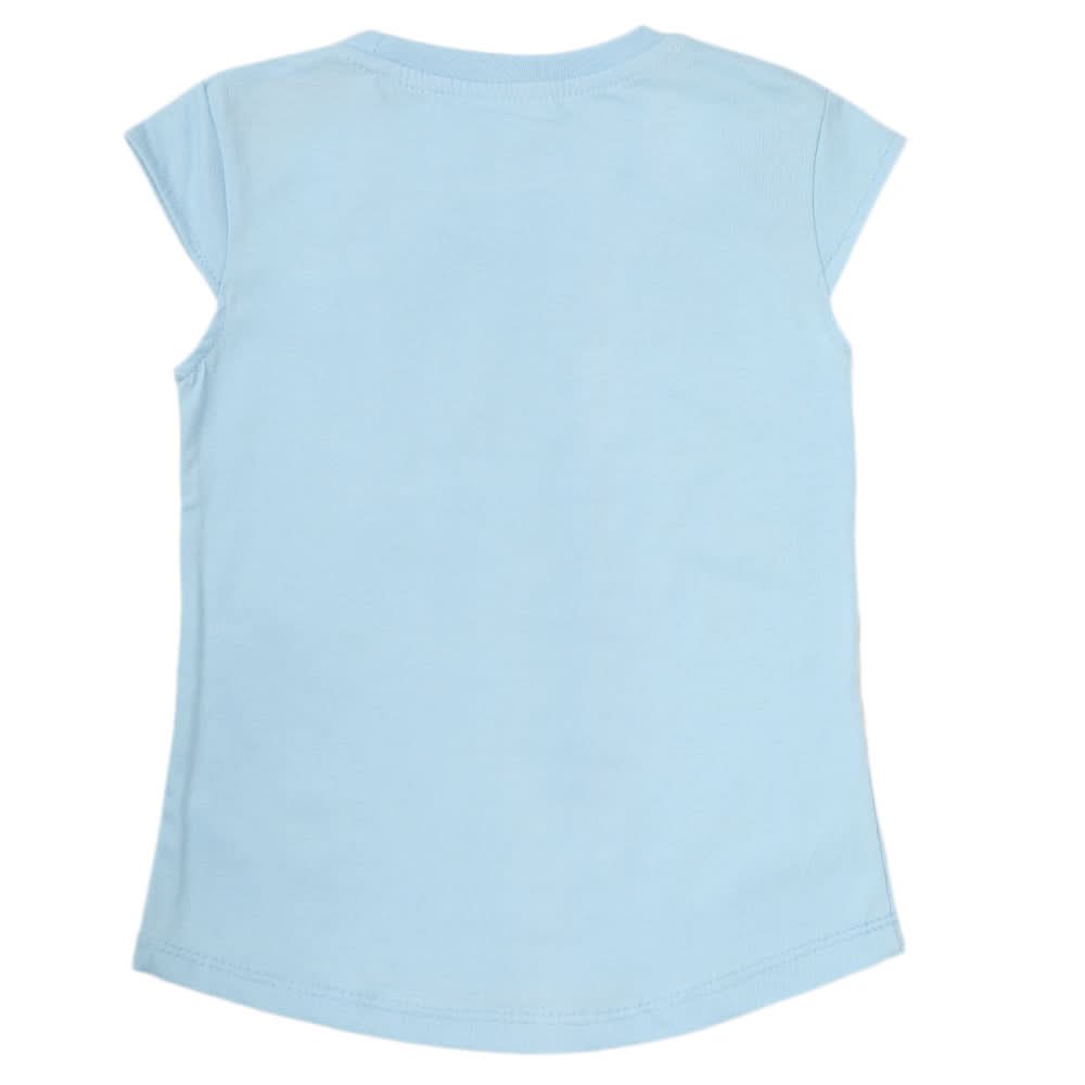 Girls Printed Half Sleeves T-Shirt 4699 - Light Blue, Kids, Girls T-Shirts, Chase Value, Chase Value