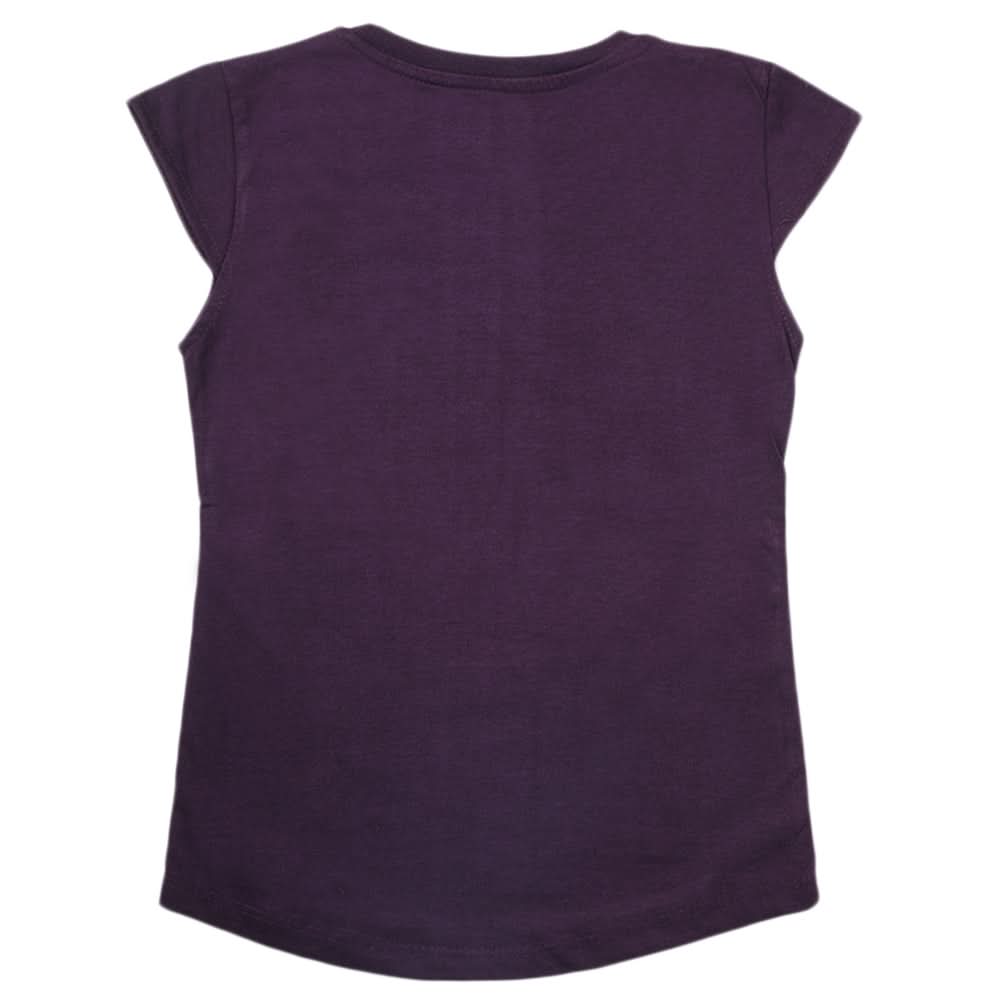 Girls Printed Half Sleeves T-Shirt 4699 - Purple, Kids, Girls T-Shirts, Chase Value, Chase Value