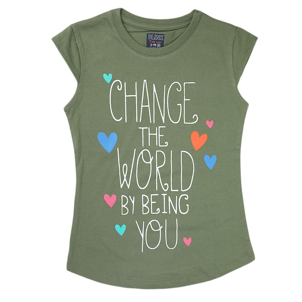 Girls Printed Half Sleeves T-Shirt 4700 - Green, Kids, Girls T-Shirts, Chase Value, Chase Value