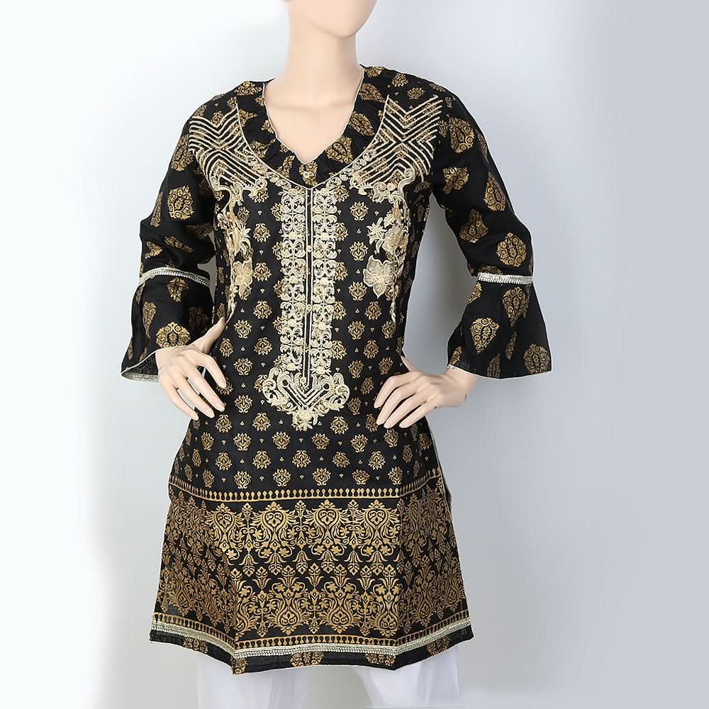 Women's Embroidered Kurti - Black, Women, Ready Kurtis, Chase Value, Chase Value