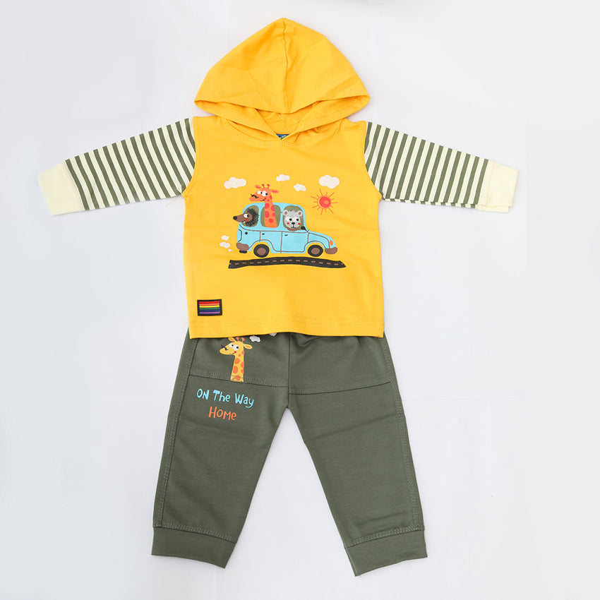 Newborn Boys Full Sleeves Hooded Suit - Yellow, Kids, NB Boys Sets And Suits, Chase Value, Chase Value