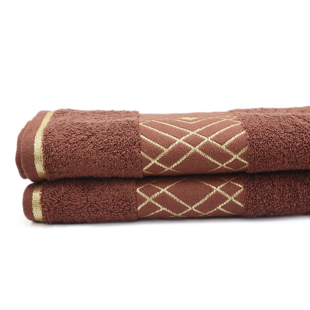 Bath Towel Greek Border - Dark Brown, Home & Lifestyle, Bath Towels, Chase Value, Chase Value