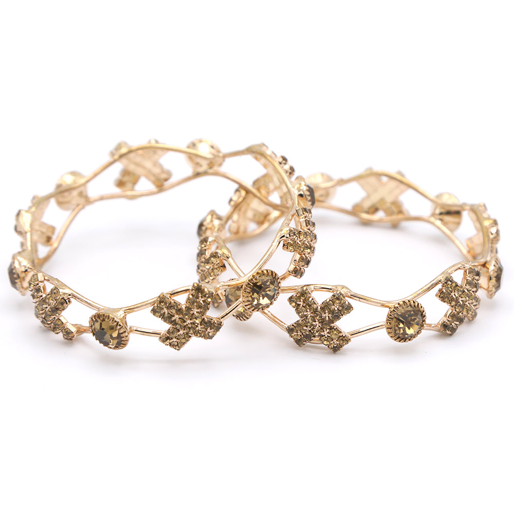 Girl's Setting Bangles 2Pc - Golden, Kids, Bangles & Bracelet, Chase Value, Chase Value