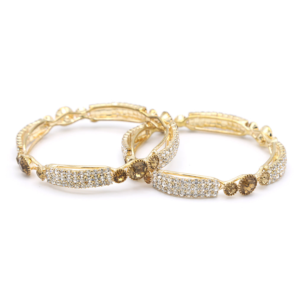 Girl's Setting Bangles 2Pc - Golden, Kids, Bangles & Bracelet, Chase Value, Chase Value