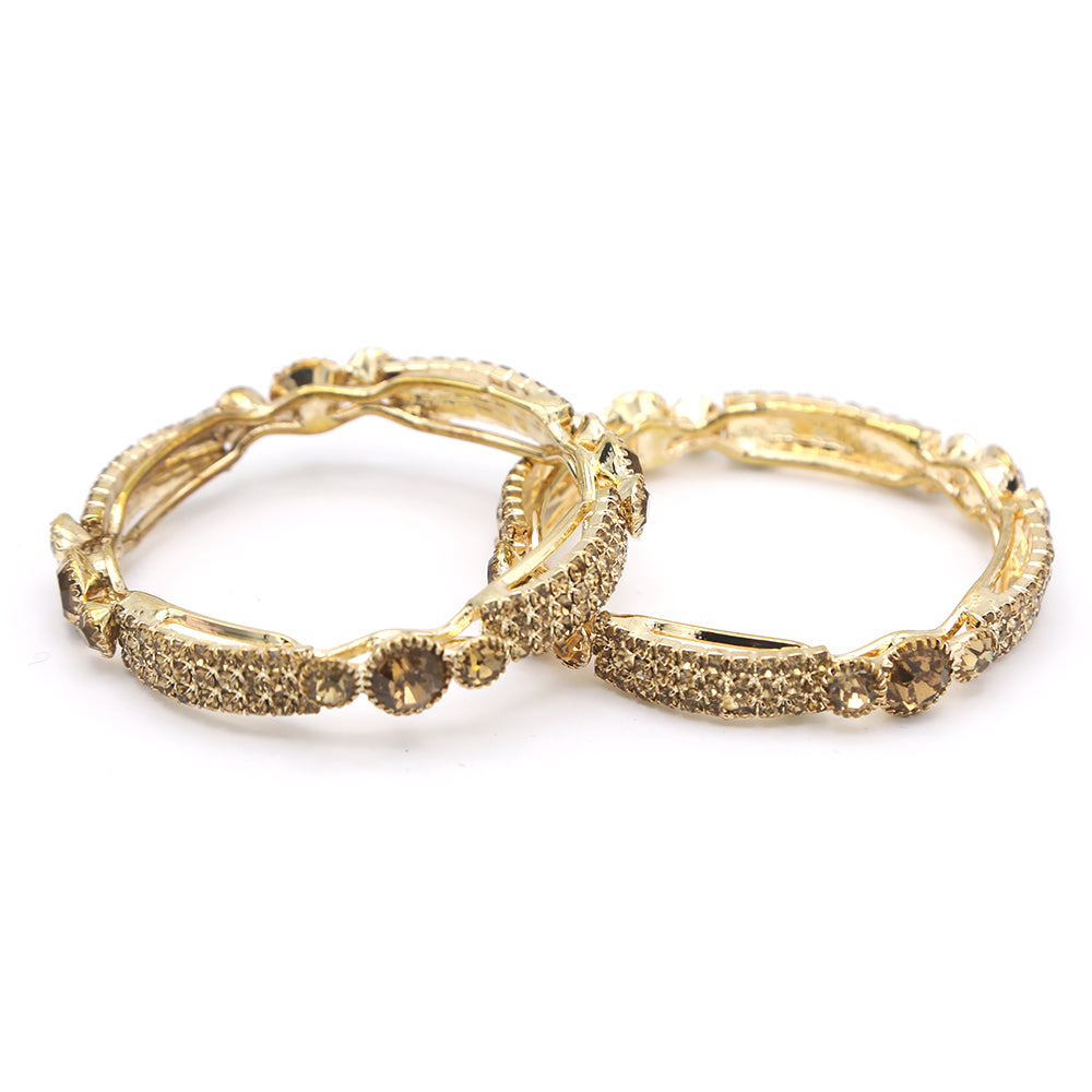 Girl's Setting Bangles 2Pc - Golden, Kids, Bangles & Bracelet, Chase Value, Chase Value
