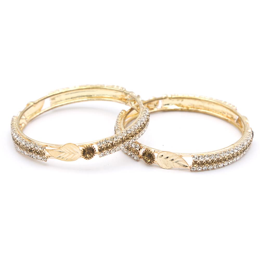 Girl's Setting Bangles 2Pc - Golden, Kids, Bangles & Bracelet, Chase Value, Chase Value
