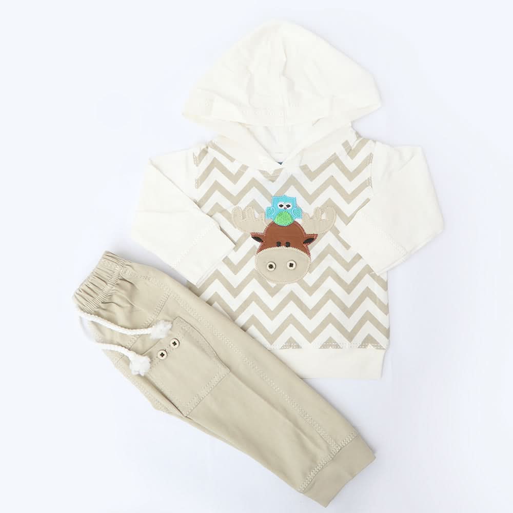 Newborn Boys Full Sleeves Hooded Suit - Beige, Kids, NB Boys Sets And Suits, Chase Value, Chase Value