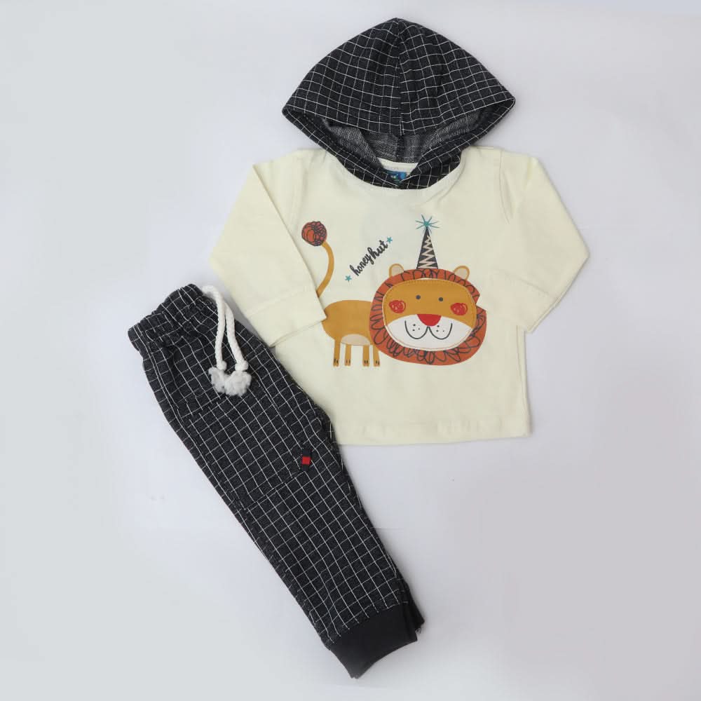 Newborn Boys Full Sleeves Hooded Suit - Fawn, Kids, NB Boys Sets And Suits, Chase Value, Chase Value