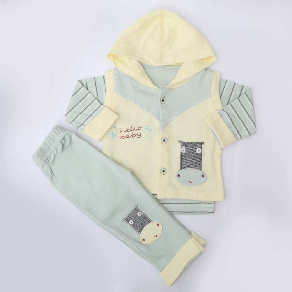 Newborn Boys Full Sleeves Hooded Suit - Yellow, Kids, NB Boys Sets And Suits, Chase Value, Chase Value