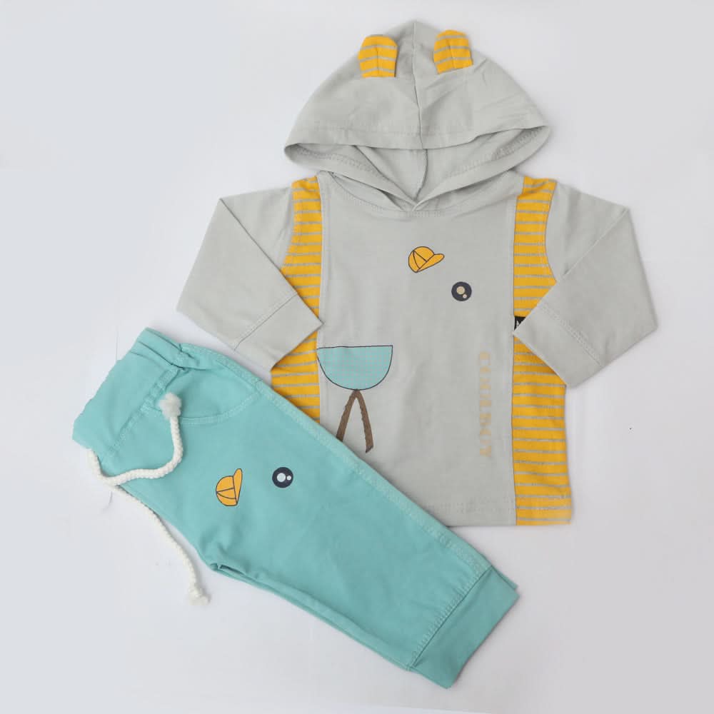 Newborn Boys Full Sleeves Hooded Suit - Grey, Kids, NB Boys Sets And Suits, Chase Value, Chase Value