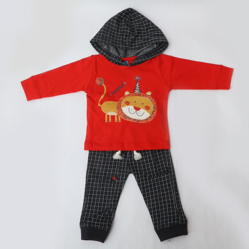 Newborn Boys Full Sleeves Hooded Suit - Red, Kids, NB Boys Sets And Suits, Chase Value, Chase Value