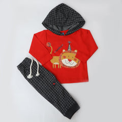 Newborn Boys Full Sleeves Hooded Suit - Red, Kids, NB Boys Sets And Suits, Chase Value, Chase Value