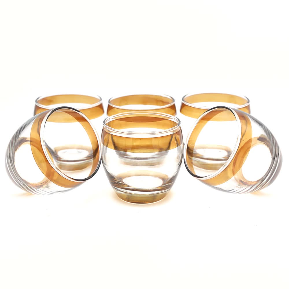 Salto Brim 6 Pcs Glass  Set 300 ML - Golden, Home & Lifestyle, Glassware & Drinkware, Chase Value, Chase Value