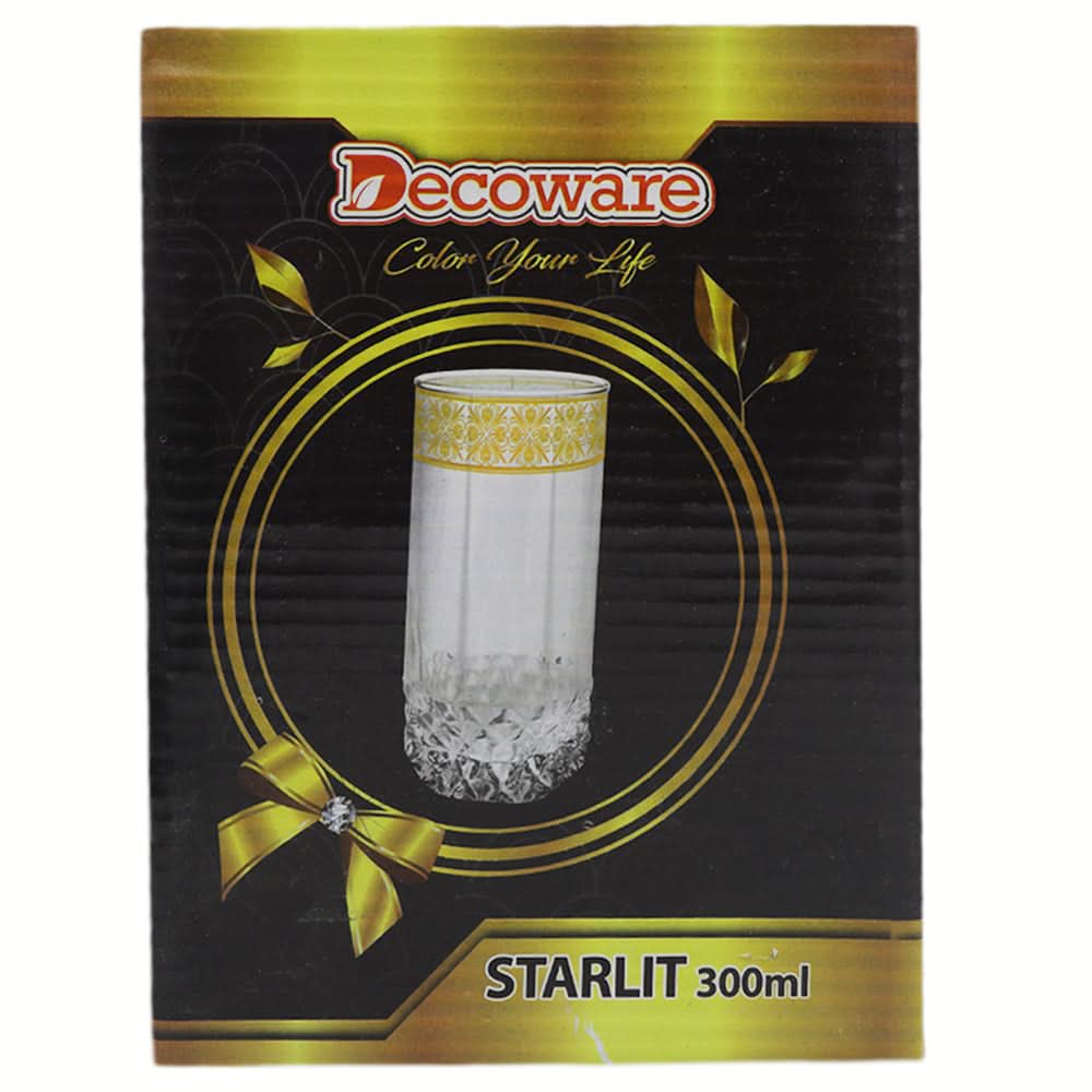 Starlite 6 Pcs Glass Set 300 ML - Golden, Home & Lifestyle, Glassware & Drinkware, Chase Value, Chase Value