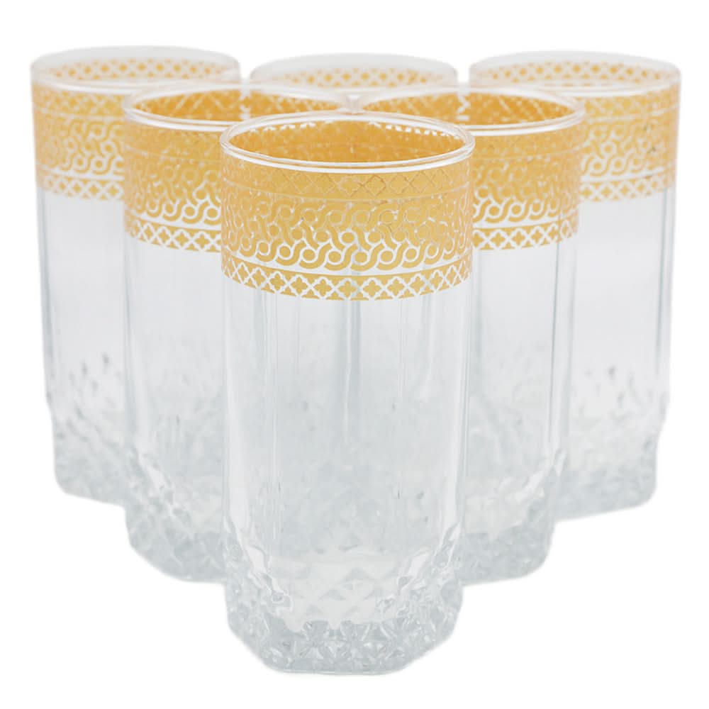 Starlite 6 Pcs Glass Set 300 ML - Golden, Home & Lifestyle, Glassware & Drinkware, Chase Value, Chase Value