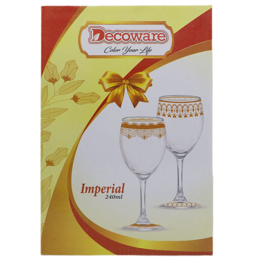 Imerial Goblet 6 Pcs Glass Set 240 ML - Golden, Home & Lifestyle, Glassware & Drinkware, Chase Value, Chase Value