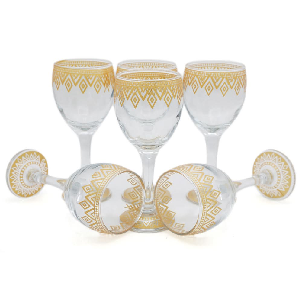 Imerial Goblet 6 Pcs Glass Set 240 ML - Golden, Home & Lifestyle, Glassware & Drinkware, Chase Value, Chase Value