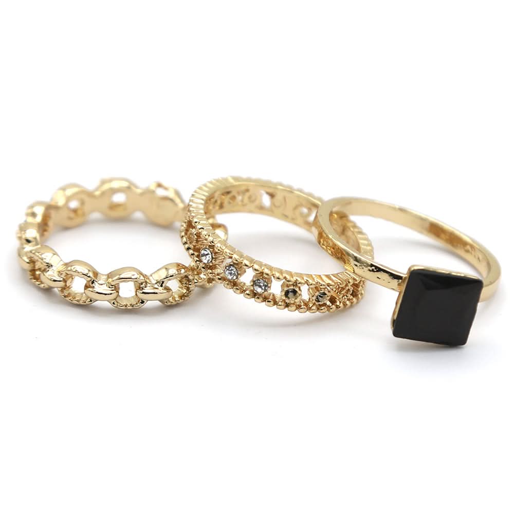 Women's Ring 3Pc - Black, Women, Finger Rings, Chase Value, Chase Value