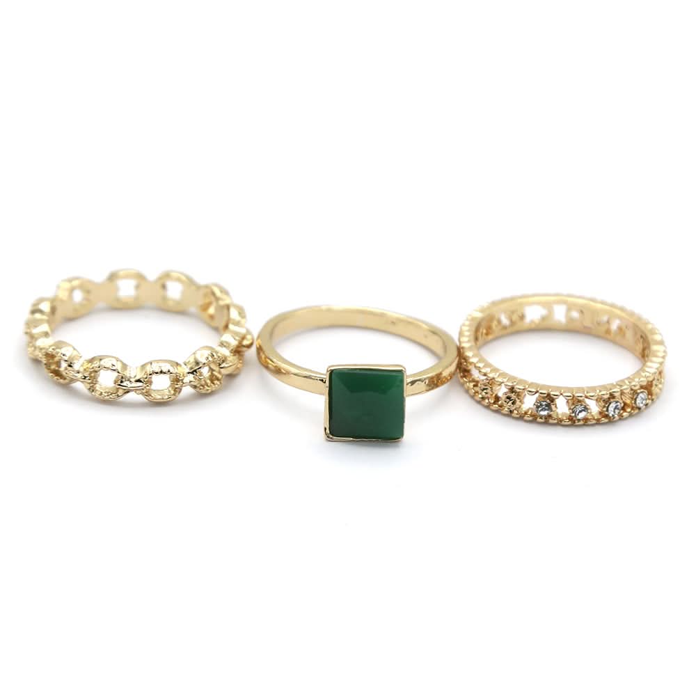 Women's Ring 3Pc - Green, Women, Finger Rings, Chase Value, Chase Value