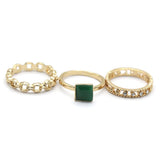 Women's Ring 3Pc - Green, Women, Finger Rings, Chase Value, Chase Value