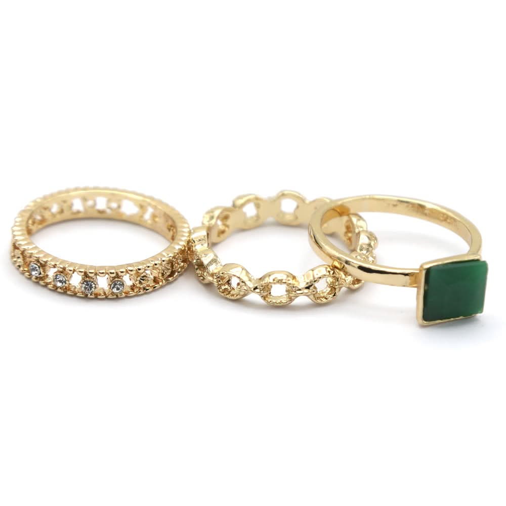 Women's Ring 3Pc - Green, Women, Finger Rings, Chase Value, Chase Value