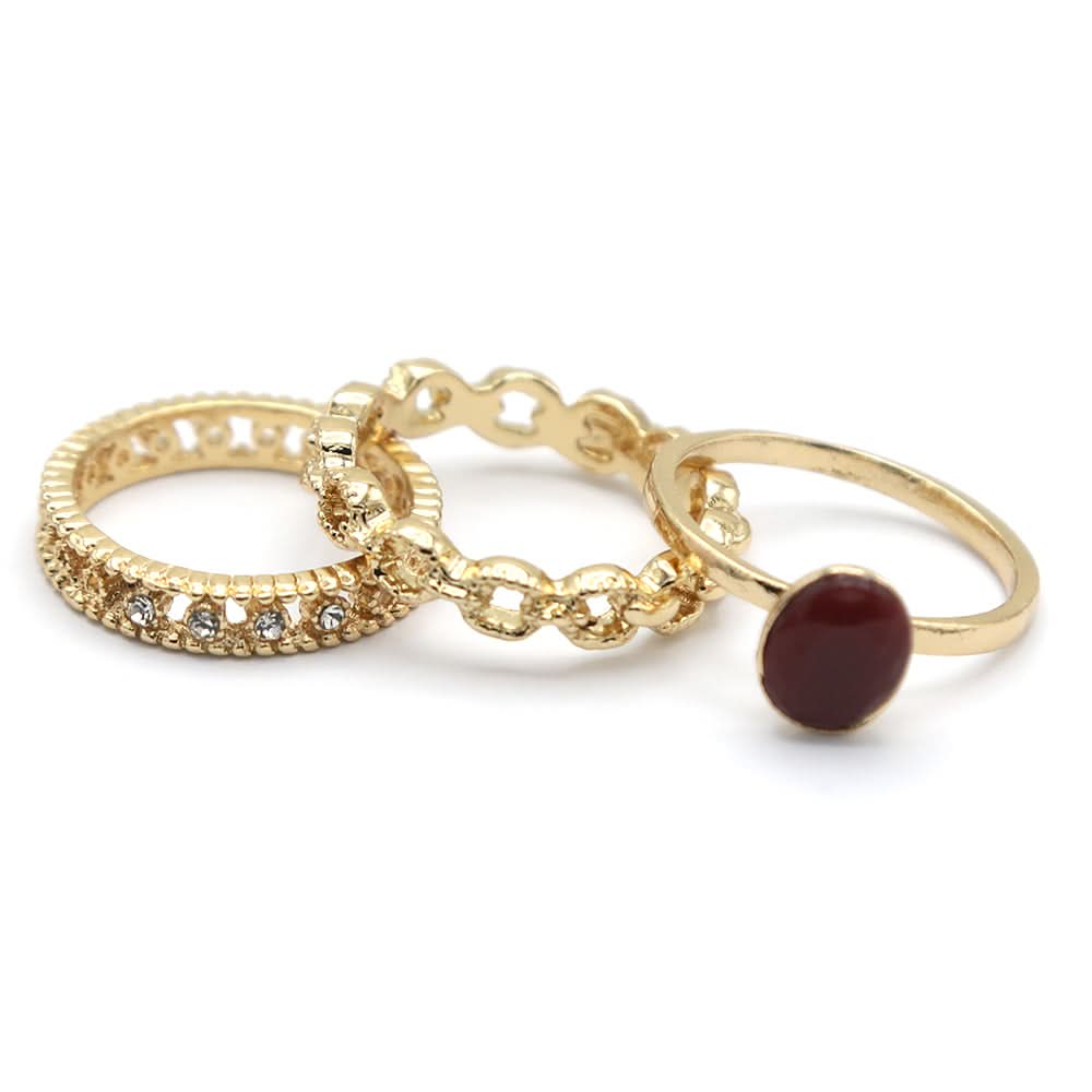 Women's Ring 3Pc - Maroon, Women, Finger Rings, Chase Value, Chase Value