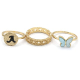 Women's Ring 3Pc - Cyan, Women, Finger Rings, Chase Value, Chase Value
