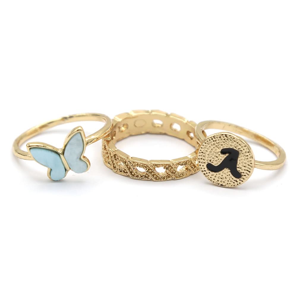 Women's Ring 3Pc - Cyan, Women, Finger Rings, Chase Value, Chase Value