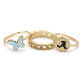 Women's Ring 3Pc - Cyan, Women, Finger Rings, Chase Value, Chase Value